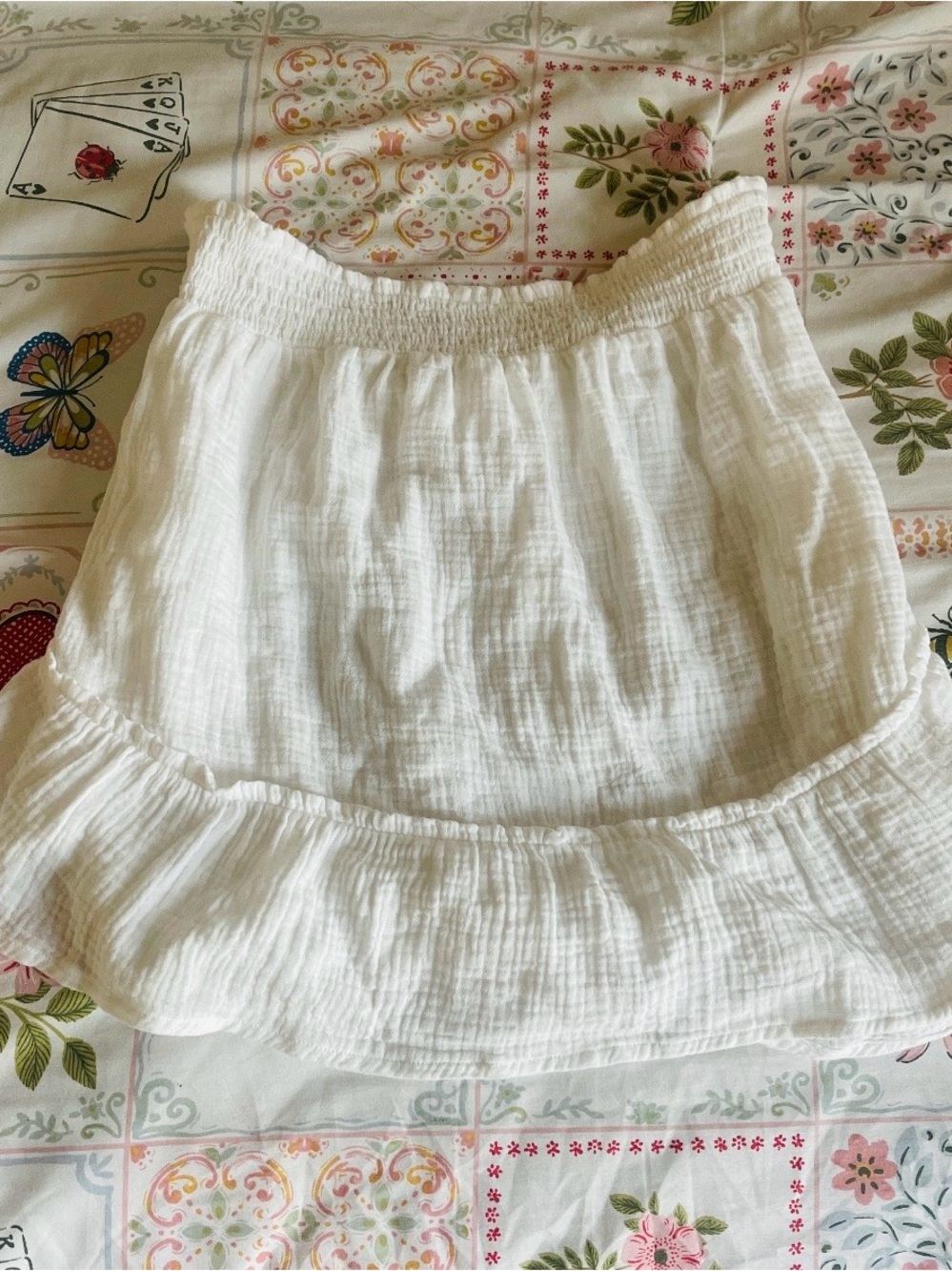 wild fable White Mini Ruffle-Hem Skirt